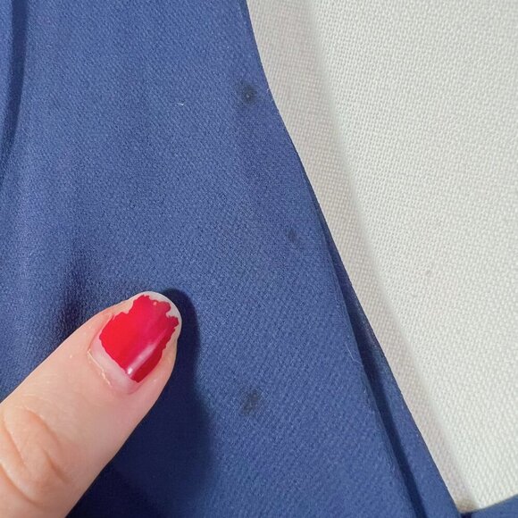 David's Bridal Long Chiffon Surplice Tank Dress in Marine Blue Women's Size 10 - Picture 10 of 12